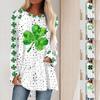 Fashionable Women's Casual Loose Round Neck Long Sleeved Saint Patrick Printed T-shirt Top