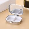 Pill Box with Hinged Lid 2 Compartments Tablet Holder Portable Jewelry Case with Mirror for Purse Pocket Travel Use