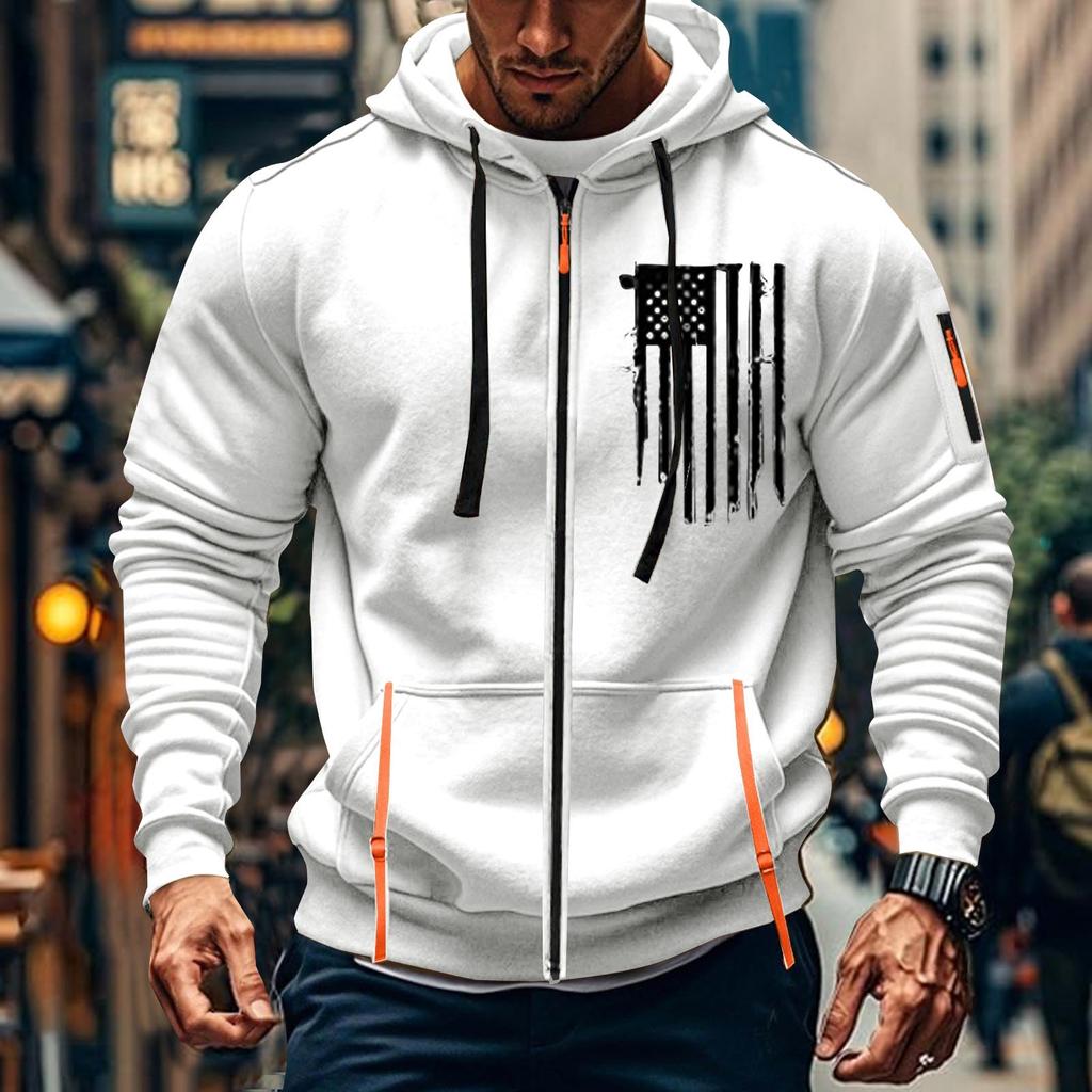 Мужская спортивная повседневная толстовка с капюшоном, кардиган с капюшоном на молнии, многокарманное пальто с капюшоном