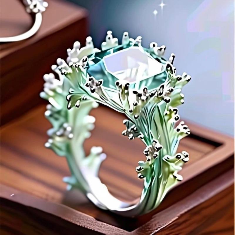 Кольцо с неровной эмалью в виде морского коралла. Модное кольцо, отражающее темперамент и индивидуальность.