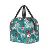 Пользовательские Koi Fish Sakura Blossom в бирюзовой сумке для обеда для мужчин и женщин, термохолодильник, изолированные ланч-боксы для офиса для взрослых