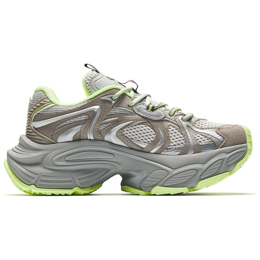 Anta Slip Resistant Abrasion Resistant Low top Chunky Sneakers Women's Gray Brown Green Sneakers 922518891-3