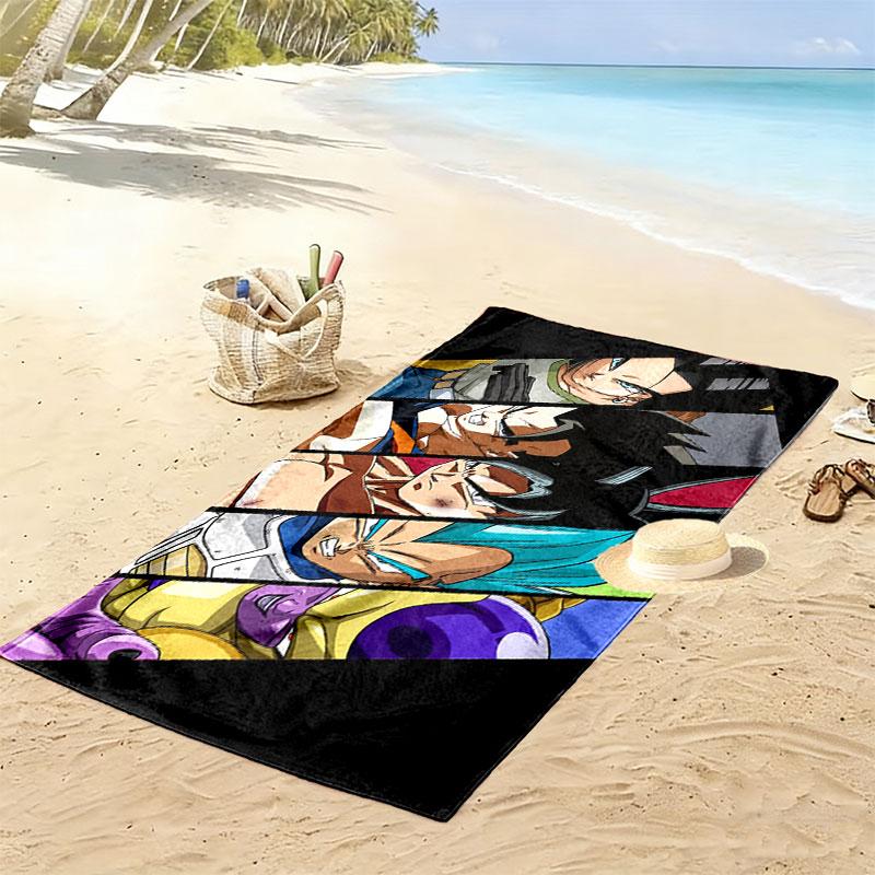 Anime Dragon Ball Goku Print Beach Towel, Large Soft Quick Dry Towel for Beach Camping Swimming