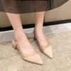 Women Sexy Chunky Heel Shoes Women Summer Pointed Toe Dress Slippers Designer  New Party Pumps Walking Femme  Slides