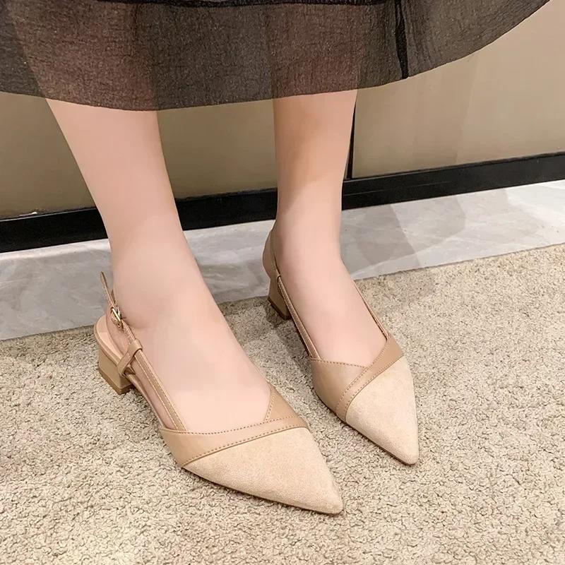 Women Sexy Chunky Heel Shoes Women Summer Pointed Toe Dress Slippers Designer New Party Pumps Walking Femme Slides