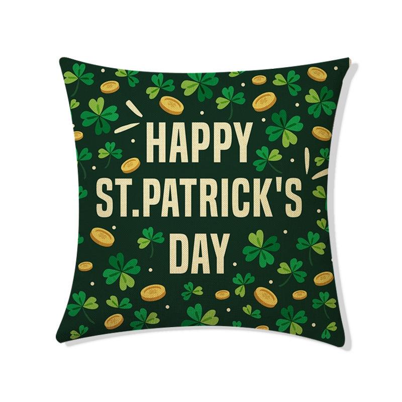 St. Patrick's Day Pillow Home Waist Pillow Four-leaf Clover Sofa Cushion Cover Pillow Cover