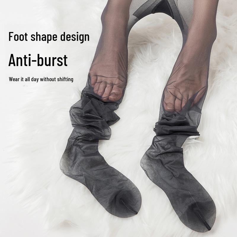 Женские ультратонкие чулки с антизацепляющим узором в виде ананаса – телесного и черного цвета