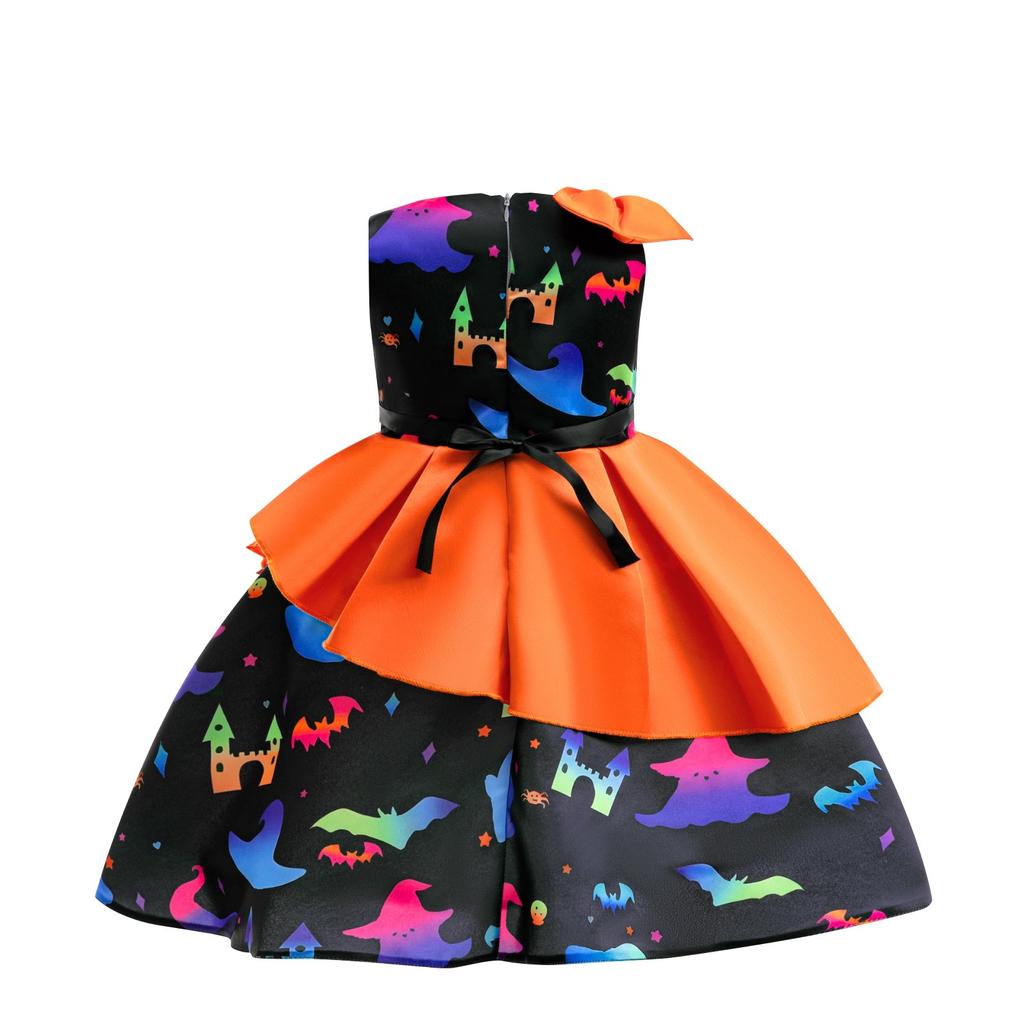 Halloween Girls Dress Printed Dress Witch Role Play Cosplay Costume Masquerade Costume