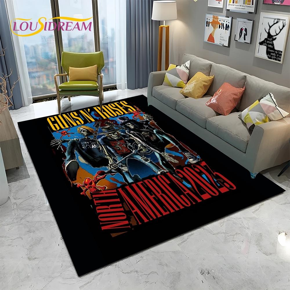 3D Hard Rock Band Guns N Roses Sign Carpet Rug для дома, гостиной, спальни, дивана, коврика для двери, детский коврик, нескользящий напольный коврик