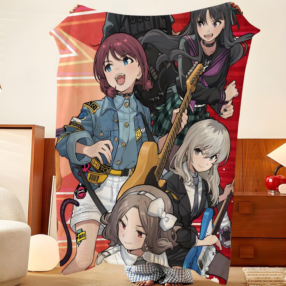 Аниме B-BanG D-Dream Плед Фланелевый Плед, Легкий Уютный, Прочный Стирающийся Милый Крутой