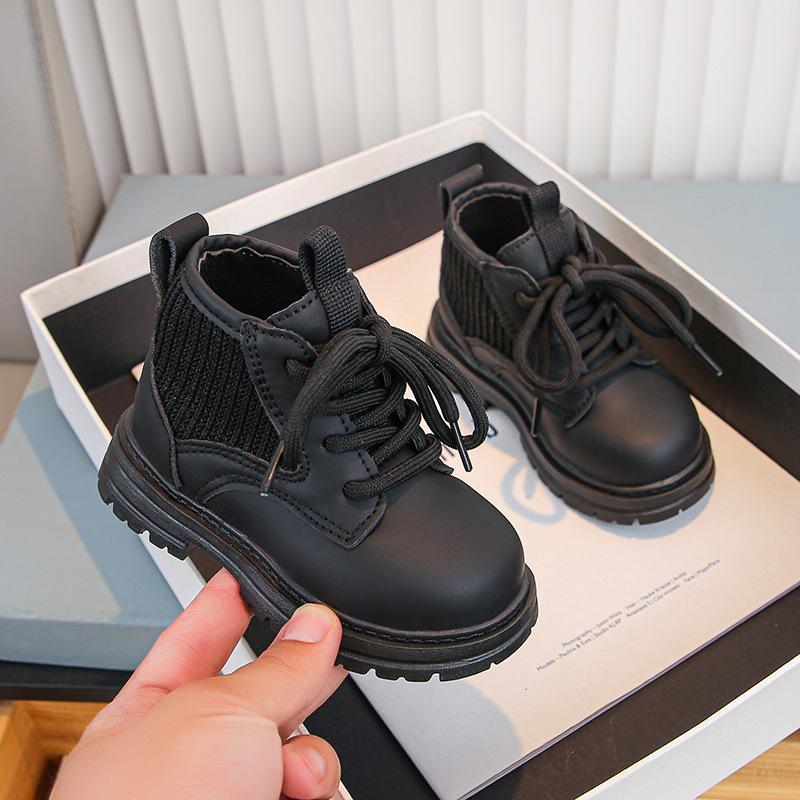Children Short Boots Autumn Fashion Boys Girls Handsome Shoe Casual All-Match Comfortable Side Zipper Non-Slip Ankle Boot H07275