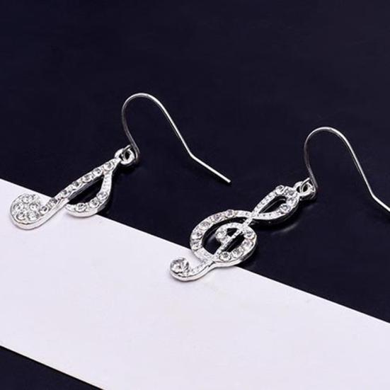 Асимметричные стразы, инкрустированные музыкальной нотой, ушные крючки, женские висячие серьги, ювелирные изделия