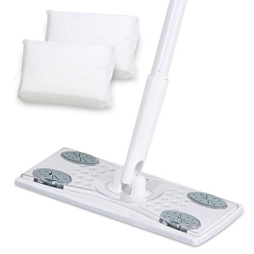 Eyliden Floor Wiper, Floor Mop, Floor Cleaning Tool, White, 4-Section Joint, 10 Drying Sheets, Adjustable Length, for Balcony, Entryway, Floor, and Gl