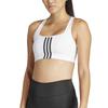 Adidas Powerimpact Training Sports Medium White Bra, Support, Three-Stripes Bra, IKV47, Women's, (IT6622), J/2XCD