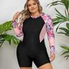 2025 Patchwork Plus Size Swimwear Women Long SLeeve Large One Piece Swimsuit Lady Brazilian Swimwear Curvy Chubby Bathing Suit