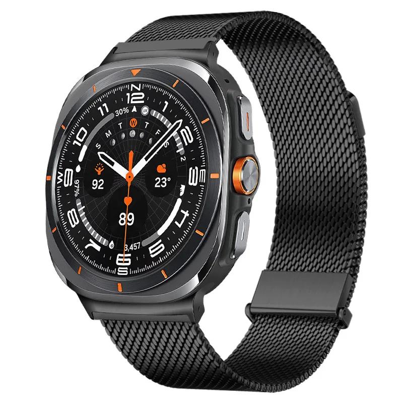 Магнитный Миланский Ремешок Для Samsung Galaxy Watch Ultra 47мм Браслет Из Нержавеющей Стали Для SAMSUNG galaxy watch7 ultra Ремешок