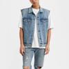 Levis SS23 Однотонный Денимовый Жилет на Пуговицах Мужские жилеты Синий A5789-0000