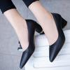 Туфли-лодочки из мягкой кожи на квадратном каблуке с острым носком, женская обувь на высоком каблуке 5 см, простые офисные удобные женские туфли на мелком каблуке