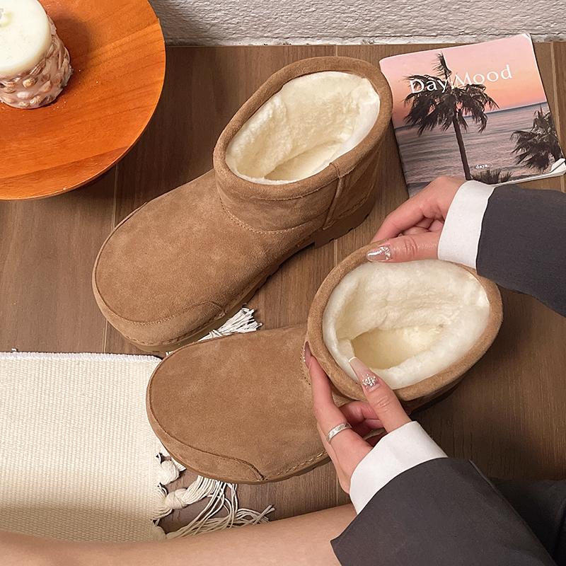 Модные зимние новые хлопковые сапоги на толстом каблуке, женские модные замшевые мягкие подошвы, износостойкие нескользящие короткие сапоги на толстой подошве