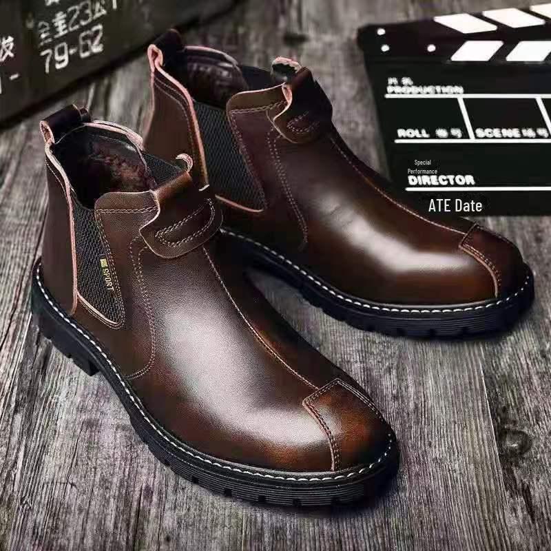 Мужские кожаные туфли в стиле ретро с низким верхом: Повседневные ботинки в весенне-осеннем стиле