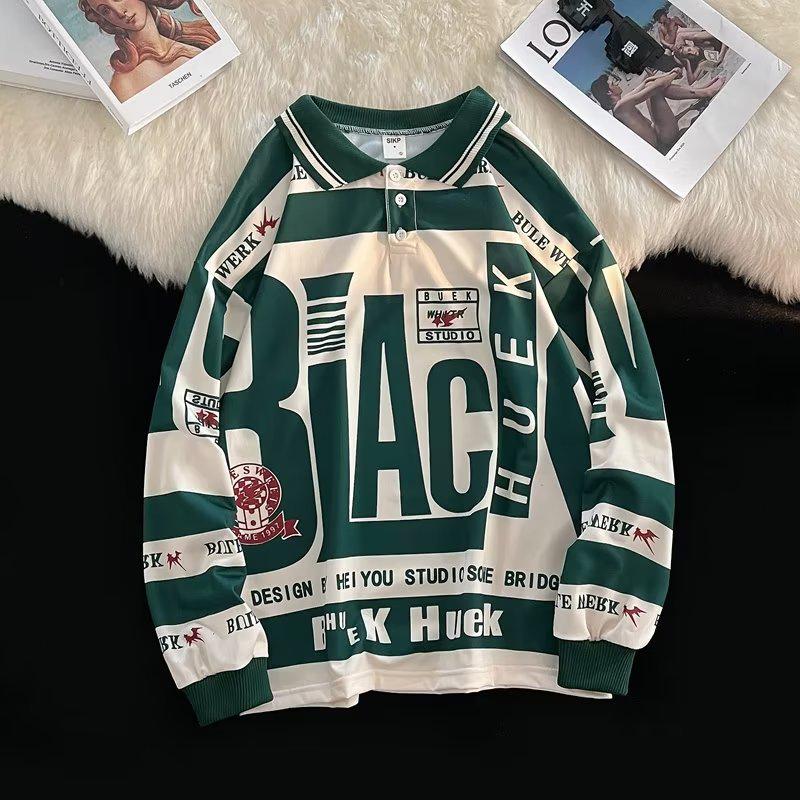 Мужская толстовка-поло с принтом граффити - модная уличная куртка в стиле хип-хоп на весну/осень