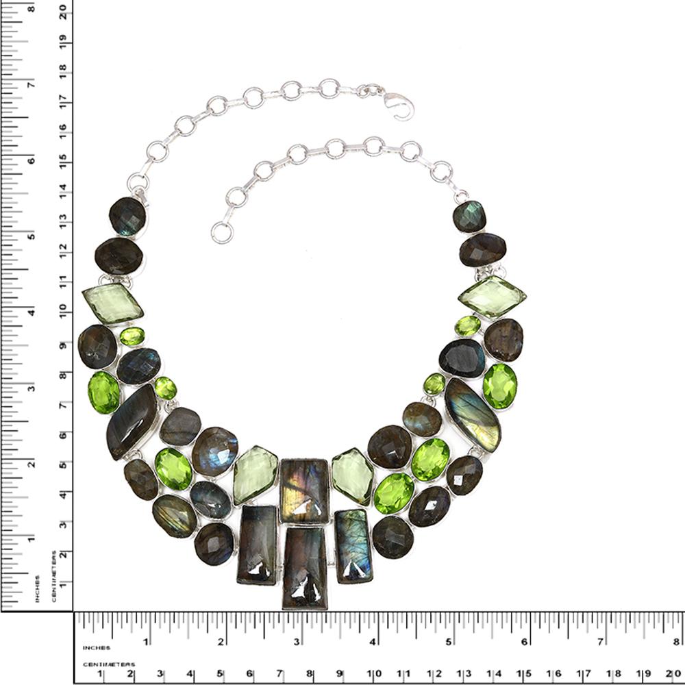 Комплект украшений из лабродорита и кварца, 16-18 дюймов