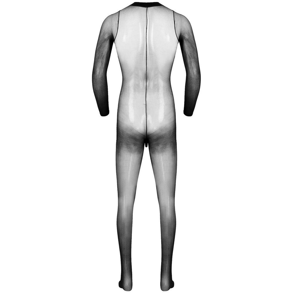 Men's Sheer Mesh Full Body Stockings Pantyhose Stretchy Footed Tights Leggings Bodysuit