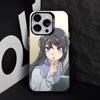 Чехол для телефона Аниме Май Сакурадзима для iPhone 16,15,14,13,12,11,8,7,Pro,Max,Plus,Mini,XS,SE Противоударный Черный Матовый Жесткий