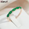 Кольца Kinel темно-зеленого циркона с полным покрытием для женщин цвета розового золота