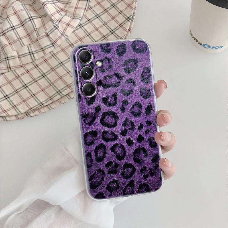 Мягкий прозрачный силиконовый чехол Leopard для Xiaomi Redmi Note 13 14T 15 Samsung A55 A35 S24 FE S25 iPhone Huawei Honor 200 Camera Защитный противоударный чехол