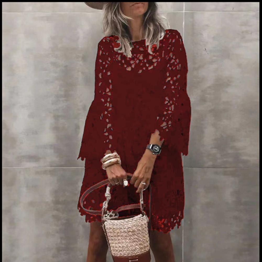 Женские летние кружевные повседневные платья с глубоким вырезом