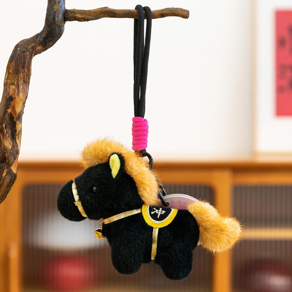 Cute Plush Horse Doll Pendant Creative Zodiac Pony Figurine Plush Horse Keychain  Car Decoration