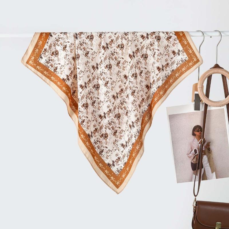 New Women's Silk Scarf High-end Velvet Versatile Simple Triangle Scarf Decorative Small Scarf Hot-selling