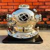 Scuba Diving Helmet US Navy Mark V Divers Helmet Deep Diving Helmet Chrome Plated Diving Helmet with Wooden Base Gift Item.