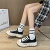 Spring New Canvas Shoes Female Hong Kong Style Fashion Small White Shoes Students Thick Bottom Canvas Shoes Sneakers Casual Ins Single Shoes