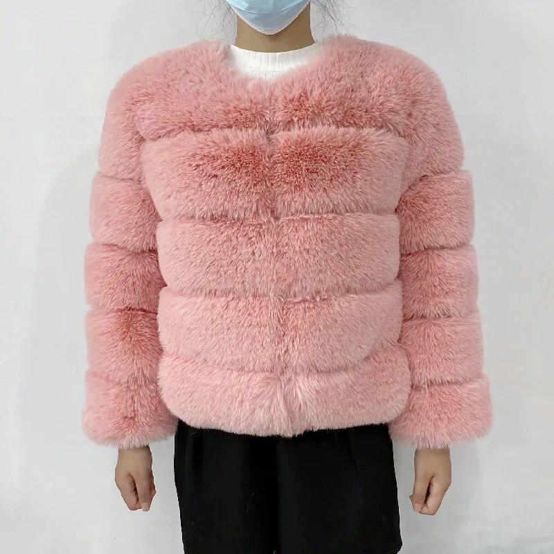 Норковые пальто, женское пальто из искусственного меха, зимнее пушистое короткое пальто, куртка из искусственного меха, женская пушистая мода, роскошный кардиган с круглым вырезом и длинными рукавами, топы, уличная куртка