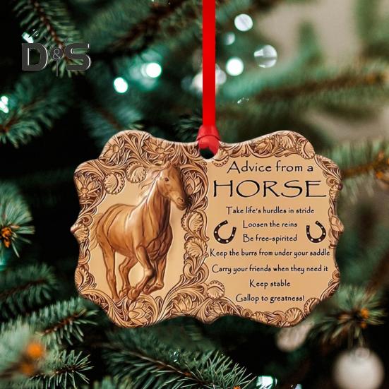 Horse Christmas Ornament 2D Acrylic Horse Xmas Tree Hanging Ornament Horse Keepsake Home Decoration for Horse Lovers