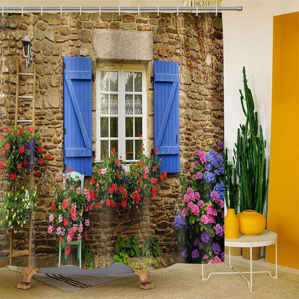 Природа Занавески для душа Лесной Занавес для ванны Полиэстеровая ткань Перегородка для ванной с крючками Сценический декор Занавеска для душа