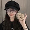 Beret Simple Versatile Female Casual Face Small Warm Painter Hat Windproof Big Head Circumference Octagonal Hat