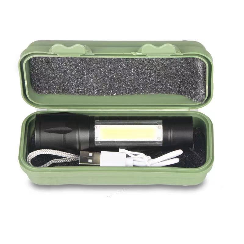 Waterproof Portable COB LED Tactical USB Portable Flashlight Strong Light High-power Rechargeable Zoom Outdoor LED Flashlight
