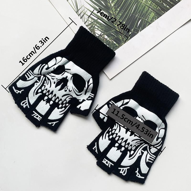 Модные Хэллоуин Скелет Призрак Перчатки Шляпа Креативные Светящиеся Полупалые Полностью Пальцевые Принт Теплые Дышащие Перчатки Подарки