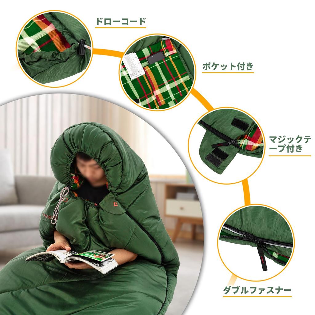 Спальный мешок KingCamp, широкий конвертного типа, фланелевая ткань, спальный мешок для взрослых, большой размер, ширина 100 см, дышащий, теплый, компактный, всесезонный,