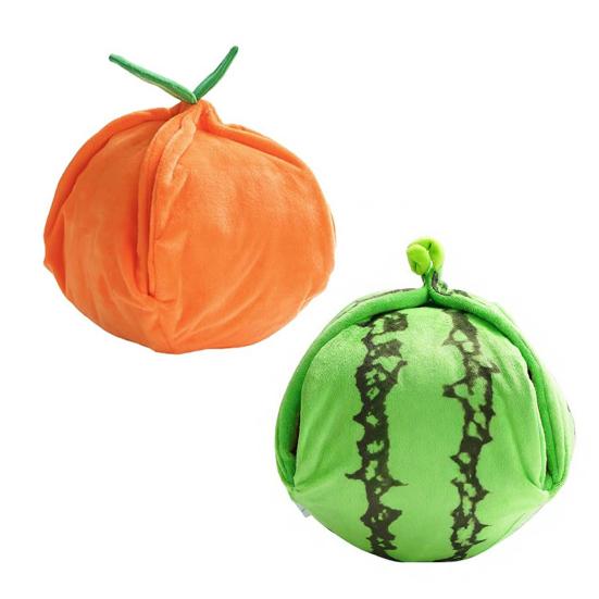 Плюшевая игрушка для собак Прятки Оранжевый Арбуз Пищащая Плюшевая Игрушка 3-в-1 Интерактивная Плюшевая Игрушка для Маленьких и Средних Собак Коврик для Обнюхивания с Шуршащей Бумагой