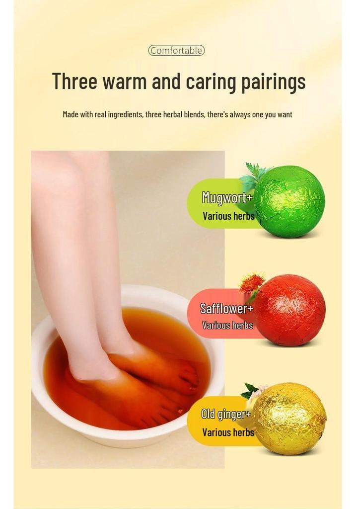 Травы полыни и сафлора - Шарики для ножных ванн - Смягчающая, согревающая эссенция для расслабляющего ухода за ногами