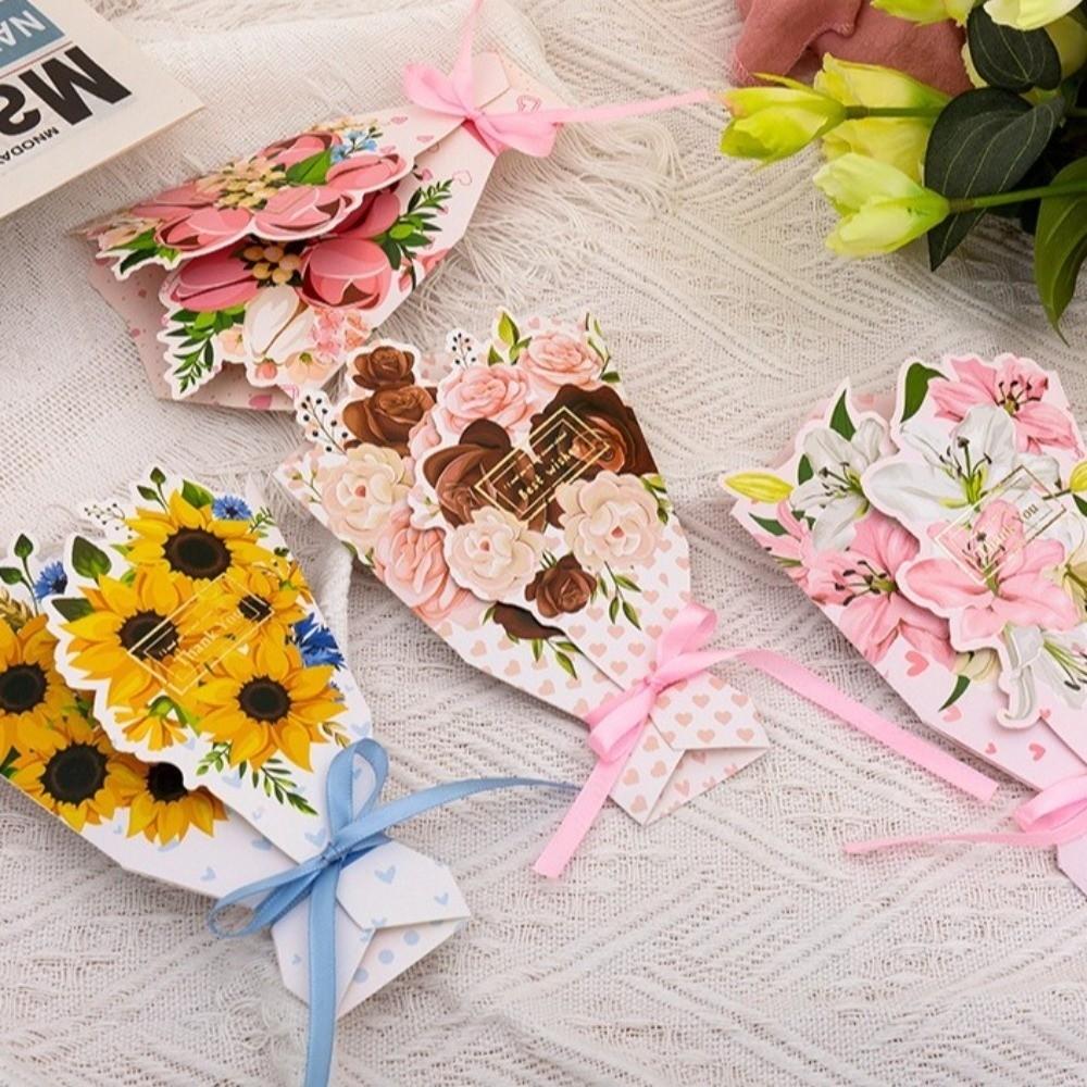 Paper Craft Greeting Card Sunflower/Rose/Carnation/Lily Invitation Card  Valentine's Day