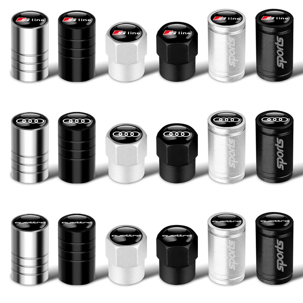 4Pcs Aluminum Metal Wheel Tire Valve Caps Dust Stem Cover For Audi Sline RS TT Quattro A4 A1 A3 8V 8P 8L A6 C7 A5 A7 A8 Q3 Q5 Q7