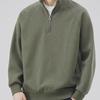 Men's Trendy Textured Striped Half-Zip Cotton Sweatshirt with Velvet Lining