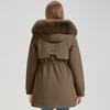 Fashion Winter Coat Female Long Parkas Hooded Faux Fur Collar Detachable Sleeves Loose Thick Warm Women's Jackets