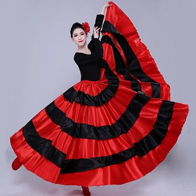 Гладкая испанская юбка для фламенко, большая юбка-клёш, платье для танца пасодобль, костюмы для танца живота для женщин