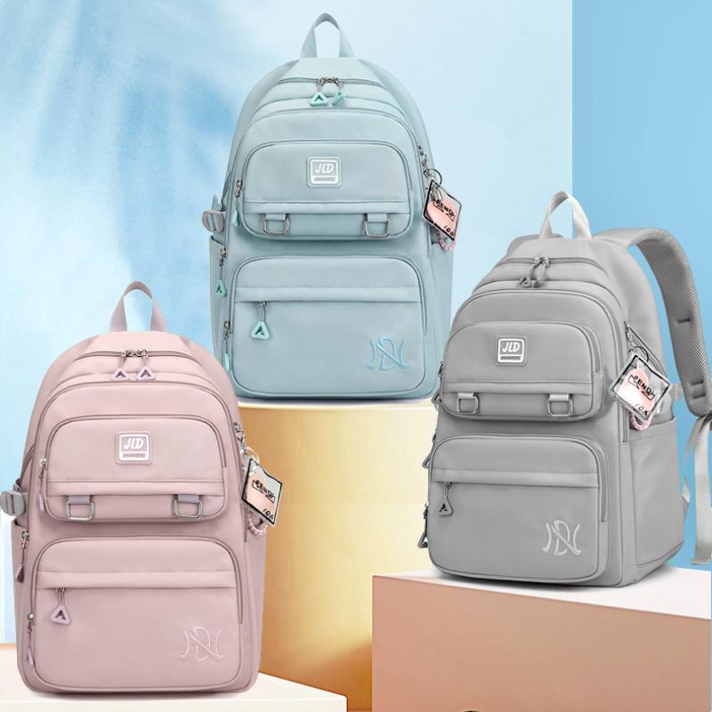 Middle School Student Schoolbags for Girl Commuting Large-capacity Backpacks Fashion Leisure Solid Color Book Bag Ultra-light Waterproof Knapsack
